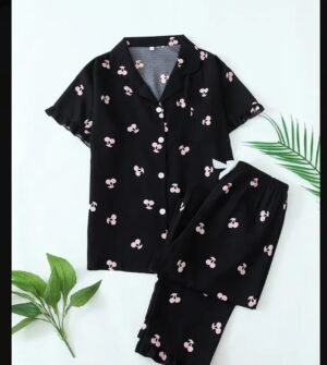 Women Sleepwear, Cherry Print/Black