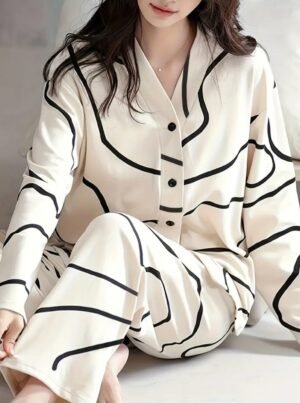 Women Sleepwear, BlackLining/White