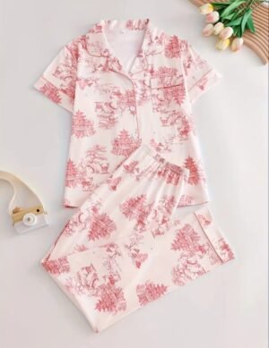 Women Sleepwear, Pink Trees/Peach