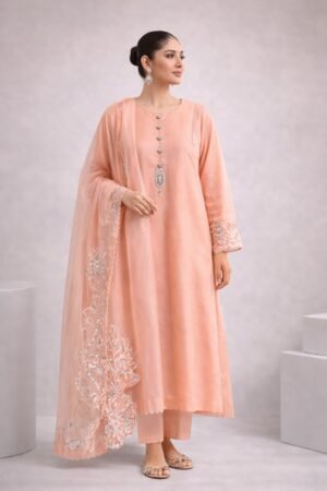 Pink raw silk dress